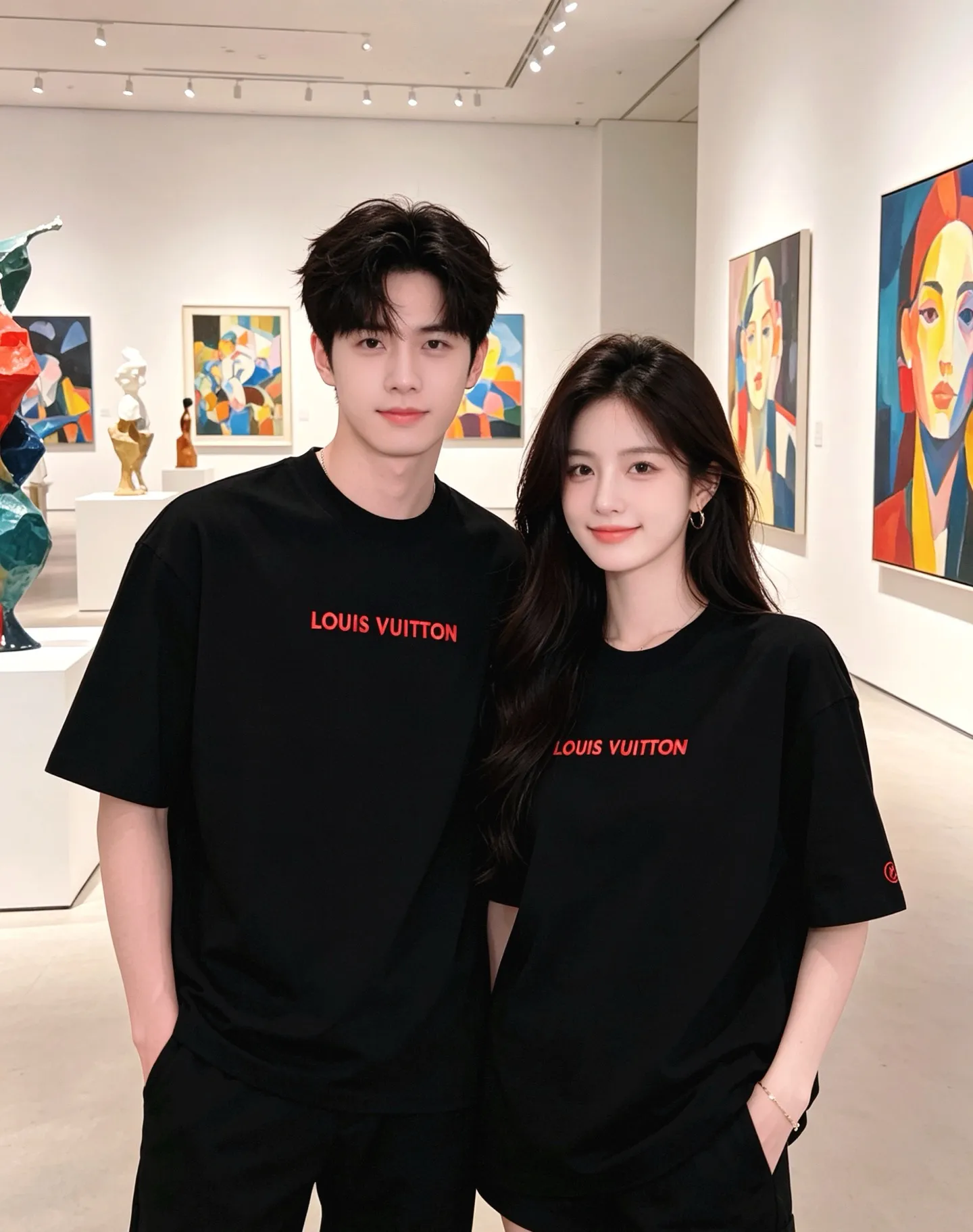 Louis Vuitton/Louis Vuitton short sleeves with red letter slogan printed on the chest